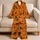 Orange Black Cats Witches Pumpkins Halloween Party Gift for Girls and Teens Satin Pajamas Set - 5