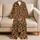 Camel Tan Leopard Rosettes Earthy Animal Motif Cozy Autumn Lounge Gift For Women Satin Pajamas Set - 5