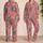 Tropical Palm Hibiscus Leaves in Coral Pink for Resort Travel and Summer Lounging Style Satin Pajamas Set - 2