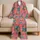 Tropical Palm Hibiscus Leaves in Coral Pink for Resort Travel and Summer Lounging Style Satin Pajamas Set - 5
