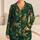 Golden Tiger Jungle Leaves for Tropical Home Relaxation, Women’s Retro Lounge Style Satin Pajamas Set - 1