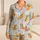Orange Tabby Cats With Blue Spectacles For Cozy Holiday Lounging And Weekend Relaxation Satin Pajamas Set - 1