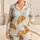 Croissant Blue White Stripe Cozy Morning Gift For Breakfast Lovers And Home Relaxation Satin Pajamas Set - 1