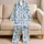 Gray Blue Bunnies And Blue Floral Eggs For Easter Family Gatherings And Lounging Satin Pajamas Set - 5
