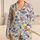 Mediterranean Seafood Citrus Portraits for Coastal Vacation Lounging and Resort Days Satin Pajamas Set - 1