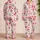 Pink Santa Reindeer Bows And Mint Christmas Trees For Festive Holiday Lounging Women Satin Pajamas Set - 2