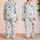 Blue Coastal Palm Tree Starfish Sailboat Motifs for Women's Beach Vacation Lounging Satin Pajamas Set - 2