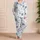 Blue Coastal Palm Tree Starfish Sailboat Motifs for Women's Beach Vacation Lounging Satin Pajamas Set - 4