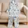 Blue Coastal Palm Tree Starfish Sailboat Motifs for Women's Beach Vacation Lounging Satin Pajamas Set - 5
