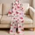 Watermelon Pink Pinstripe Lounge Set For Summer Lounging, Travel And Fruit Lovers Satin Pajamas Set - 5