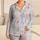 Coastal Shells and Plumeria Powder Blue Stripes for Beach Getaways Women's Lounge Set Satin Pajamas Set - 1