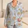 Teddy Bear Floral Pinstripes for Cozy Bedtime, Nursery Lounging and Family Gift Giving Satin Pajamas Set - 1
