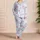 Dusty Rose Ribbon Bows Blue Gingham Cozy Bedtime Loungewear Gift For Women, Moms Satin Pajamas Set - 4