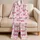 Pink Raspberry Ribbon Bows and Ivory Stripes for Cozy Summer Lounging, Women’s Gift Satin Pajamas Set - 5