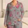 Pink Heart Gray Autumn Loungewear Set For Cozy Romantic Home Relaxation Women Gift Satin Pajamas Set - 1