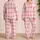 Blush Pink Gingham Checks for Cozy Home Lounging and Romantic Weekend Getaways Women Satin Pajamas Set - 2