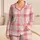 Blush Pink Gingham Checks for Cozy Home Lounging and Romantic Weekend Getaways Women Satin Pajamas Set - 1