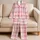 Blush Pink Gingham Checks for Cozy Home Lounging and Romantic Weekend Getaways Women Satin Pajamas Set - 5