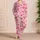 Coral Lipstick Kiss Motifs for Cozy Bedtime Relaxation, Romantic At-Home Gift Giving Satin Pajamas Set - 4