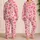 Coral Lipstick Kiss Motifs for Cozy Bedtime Relaxation, Romantic At-Home Gift Giving Satin Pajamas Set - 2