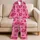 Bubblegum Pink Berry Lip Motif Valentine Lounge Set For Romantic Evenings At Home Satin Pajamas Set - 5