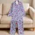 Blue Pinstripe Hearts Sleepwear Set For Cozy Lounging, Romantic Nights And Gifts Satin Pajamas Set - 5