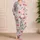 Coral Lily Floral Botanical Motif Home Lounge Set For Women, Long Sleeve Button-Up Satin Pajamas Set - 4