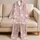 Dusty Blush Pink White Heart Motif Cozy Romantic Home Lounge Holiday Gift for Women Satin Pajamas Set - 5