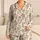 Ivory Wildflower Sprigs Button Top And Bow Shorts For Relaxed Summer Lounging At Home Satin Pajamas Set - 1
