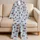 Cherry Gingham Check Lounge Set, Cozy Fall Winter Homewear For Women Relaxing At Home Satin Pajamas Set - 5