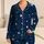 Midnight Navy Five Point Stars for Dreamy Bedtime Lounging Women's Nightwear Set Satin Pajamas Set - 1