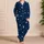 Midnight Navy Five Point Stars for Dreamy Bedtime Lounging Women's Nightwear Set Satin Pajamas Set - 4