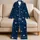 Midnight Navy Five Point Stars for Dreamy Bedtime Lounging Women's Nightwear Set Satin Pajamas Set - 5