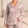Blush Pink Bow Ribbon Stripes for Cozy Autumn Lounging and Bedtime Gifts for Women Satin Pajamas Set - 1