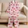Red Ribbon Bows on Blush Gingham for Cozy Home Lounging, Relaxing, and Gift Giving Satin Pajamas Set - 5