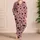 Dusty Rose Black Heart Motif Romantic Homewear Gift For Women And Valentine Lovers Satin Pajamas Set - 4