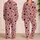 Dusty Rose Black Heart Motif Romantic Homewear Gift For Women And Valentine Lovers Satin Pajamas Set - 2