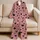 Dusty Rose Black Heart Motif Romantic Homewear Gift For Women And Valentine Lovers Satin Pajamas Set - 5
