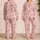 Pink Giraffe Palm Forest Tropical Safari Gift for Her Cozy Vacation Lounge Style Satin Pajamas Set - 2