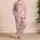 Pink Giraffe Palm Forest Tropical Safari Gift for Her Cozy Vacation Lounge Style Satin Pajamas Set - 4