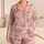 Pink Giraffe Palm Forest Tropical Safari Gift for Her Cozy Vacation Lounge Style Satin Pajamas Set - 1
