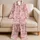 Pink Giraffe Palm Forest Tropical Safari Gift for Her Cozy Vacation Lounge Style Satin Pajamas Set - 5