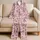 Blush Pink Butterfly Hearts Cozy Nights Romantic Getaways Birthday Gift for Women Satin Pajamas Set - 5