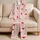 Blush Pink Stripes With Cherry Red Hearts For Cozy Romantic Lounging At Home Gift Satin Pajamas Set - 5