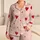 Blush Pink Stripes With Cherry Red Hearts For Cozy Romantic Lounging At Home Gift Satin Pajamas Set - 1