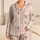 Blush Pink Ivory Stripes With Charcoal Bows Elegant Cozy Loungewear Gift For Women Satin Pajamas Set - 1