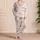 Blush Pink Ivory Stripes With Charcoal Bows Elegant Cozy Loungewear Gift For Women Satin Pajamas Set - 4