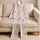 Blush Pink Ivory Stripes With Charcoal Bows Elegant Cozy Loungewear Gift For Women Satin Pajamas Set - 5