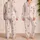 Blush Pink Ivory Stripes With Charcoal Bows Elegant Cozy Loungewear Gift For Women Satin Pajamas Set - 2
