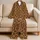 Warm Caramel Leopard Rosettes for Cozy Bedtime Lounging and Relaxed Gift Giving for Women Satin Pajamas Set - 5